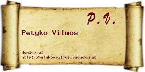 Petyko Vilmos névjegykártya